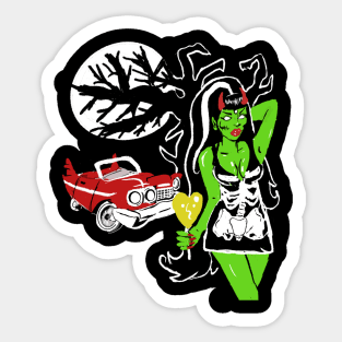 Hot Rod Zombie Pinup Gothabilly, Rockabilly Punk Sticker